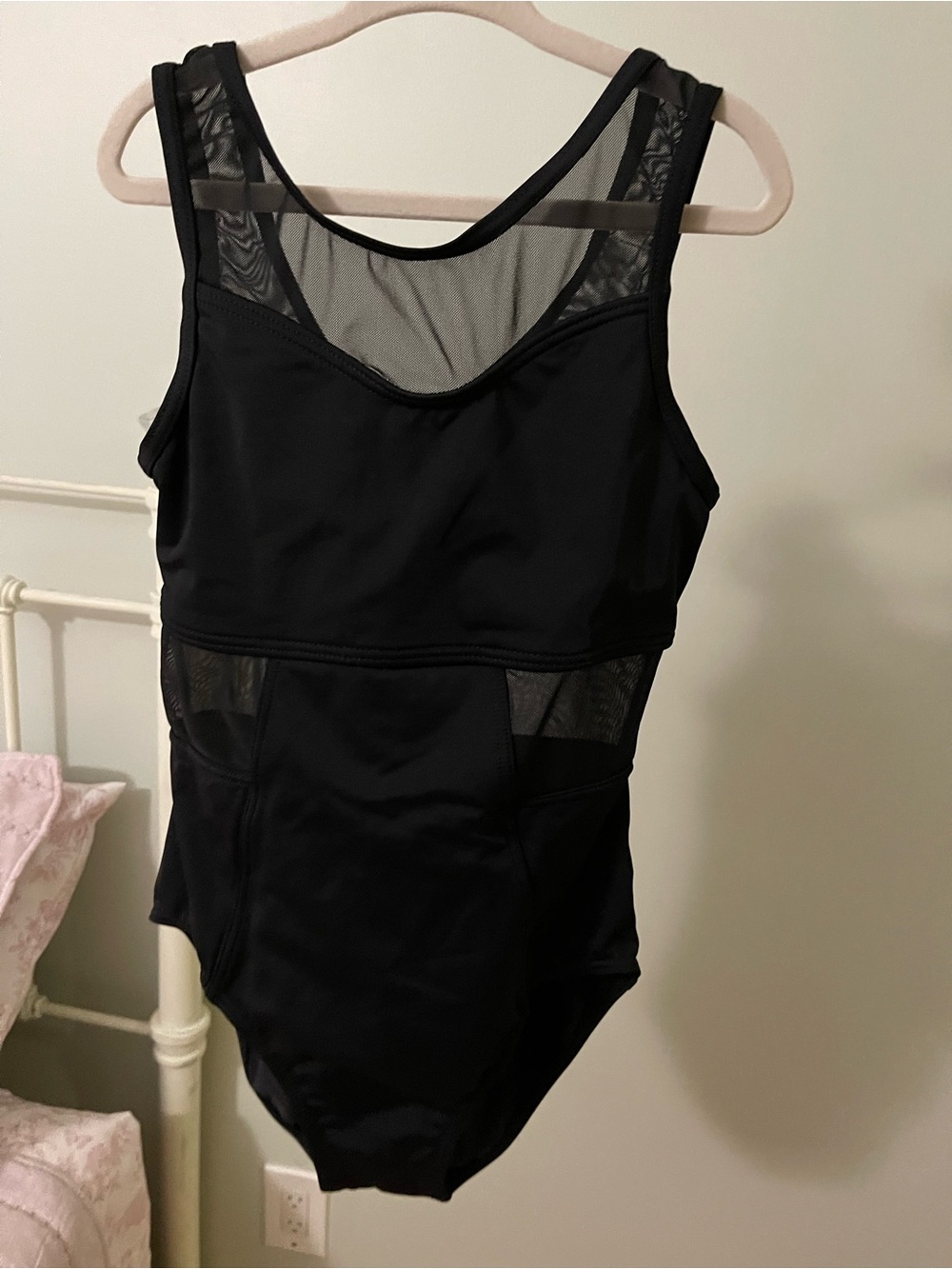 EUC Girls Balera Dance Ballet Leotard Black Mesh Medium Child